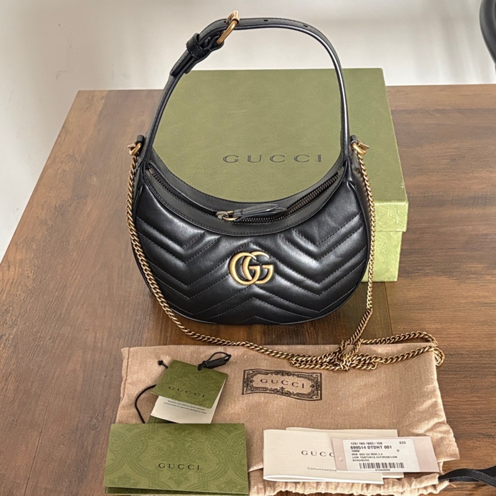Gucci GG Marmont Half Moon Mini Hobo Bag